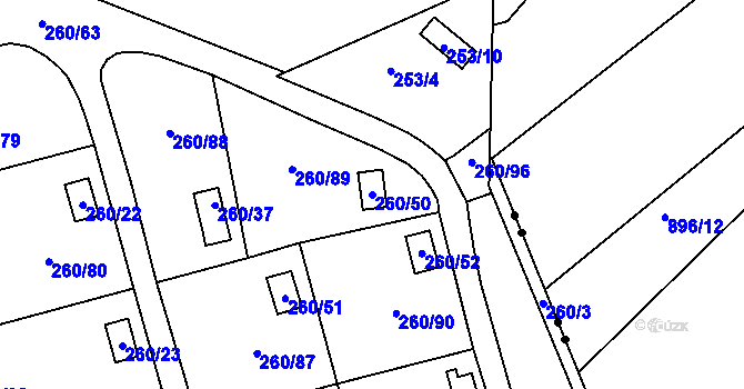 Parcela st. 260/50 v KÚ Habrovice, Katastrální mapa
