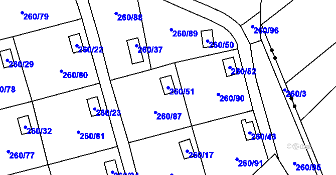 Parcela st. 260/51 v KÚ Habrovice, Katastrální mapa