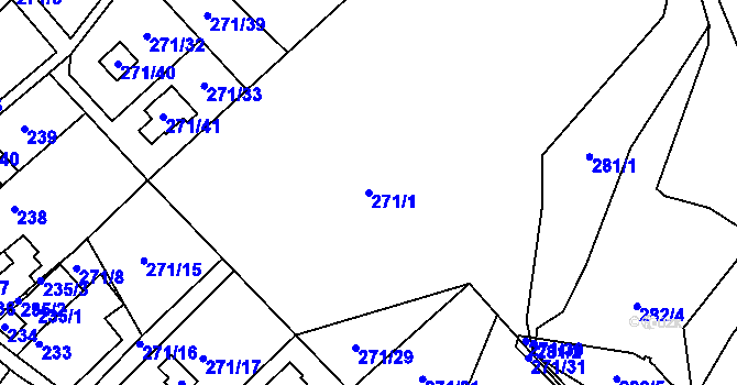 Parcela st. 271/1 v KÚ Habrovice, Katastrální mapa