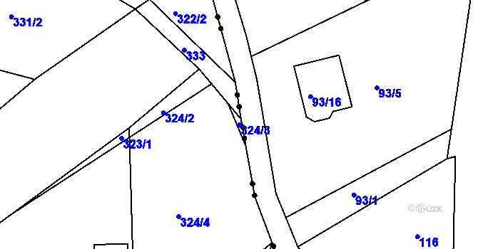 Parcela st. 324/3 v KÚ Habrovice, Katastrální mapa