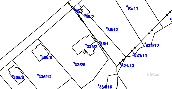Parcela st. 335/2 v KÚ Habrovice, Katastrální mapa
