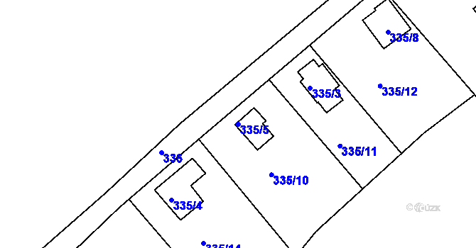 Parcela st. 335/5 v KÚ Habrovice, Katastrální mapa