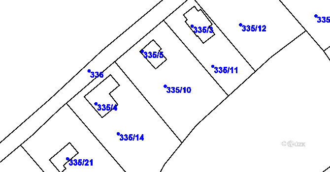 Parcela st. 335/10 v KÚ Habrovice, Katastrální mapa