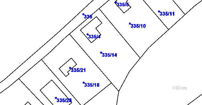 Parcela st. 335/14 v KÚ Habrovice, Katastrální mapa