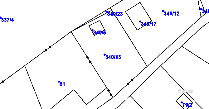 Parcela st. 340/13 v KÚ Habrovice, Katastrální mapa