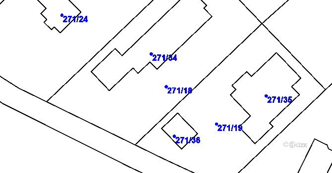 Parcela st. 271/18 v KÚ Habrovice, Katastrální mapa