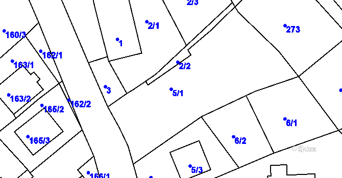 Parcela st. 5/1 v KÚ Habrovice, Katastrální mapa