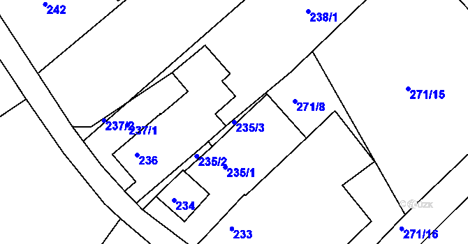 Parcela st. 235/3 v KÚ Habrovice, Katastrální mapa