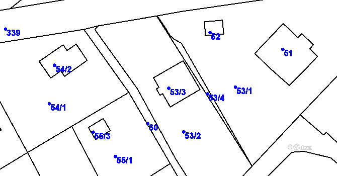 Parcela st. 53/3 v KÚ Habrovice, Katastrální mapa