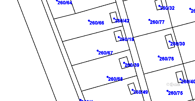 Parcela st. 260/67 v KÚ Habrovice, Katastrální mapa