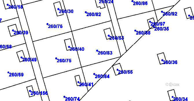 Parcela st. 260/83 v KÚ Habrovice, Katastrální mapa
