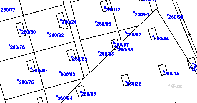 Parcela st. 260/85 v KÚ Habrovice, Katastrální mapa