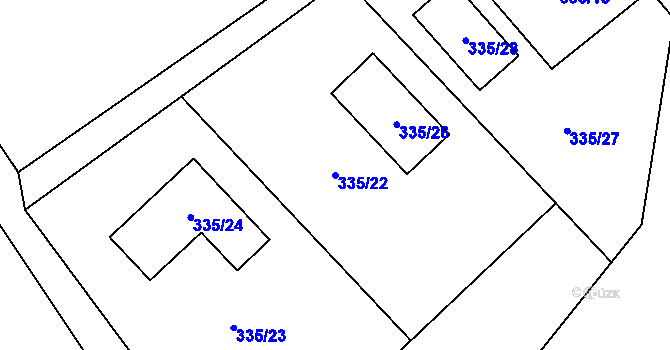 Parcela st. 335/22 v KÚ Habrovice, Katastrální mapa