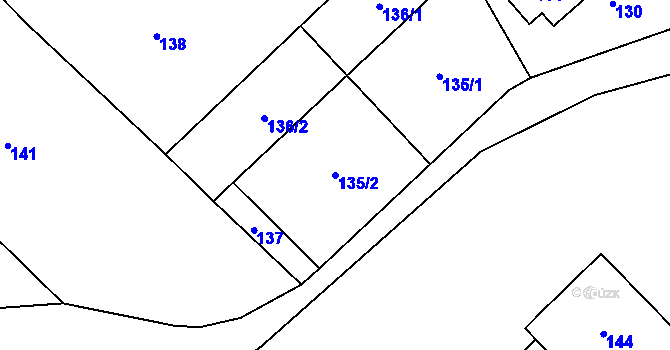 Parcela st. 135/2 v KÚ Habrovice, Katastrální mapa