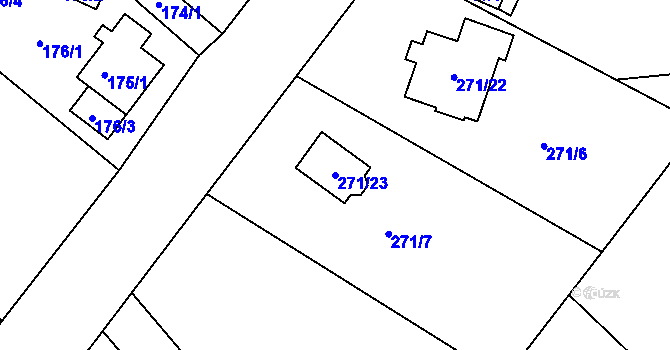 Parcela st. 271/23 v KÚ Habrovice, Katastrální mapa