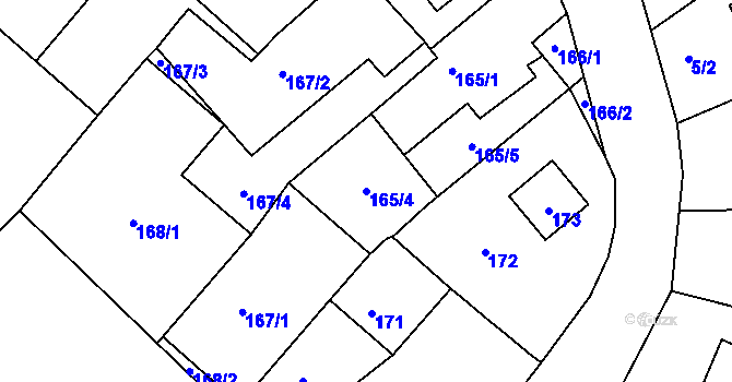 Parcela st. 165/4 v KÚ Habrovice, Katastrální mapa
