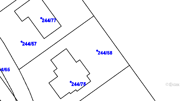 Parcela st. 244/58 v KÚ Habrovice, Katastrální mapa