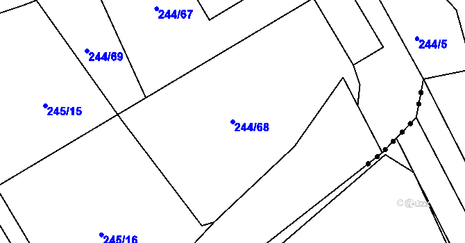 Parcela st. 244/68 v KÚ Habrovice, Katastrální mapa