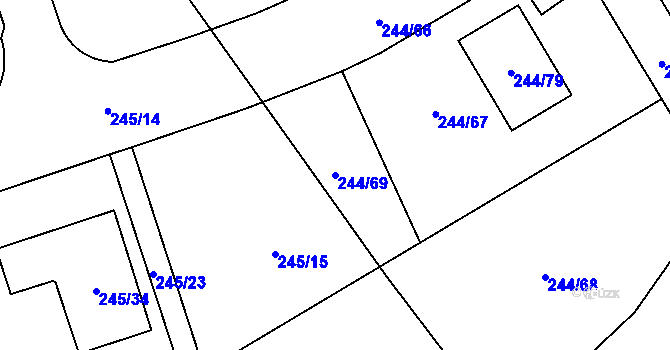 Parcela st. 244/69 v KÚ Habrovice, Katastrální mapa
