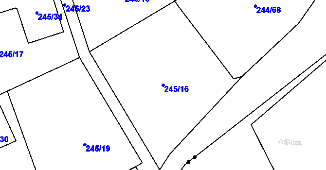 Parcela st. 245/16 v KÚ Habrovice, Katastrální mapa