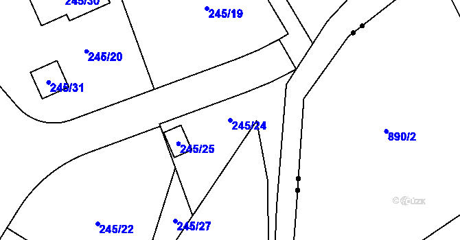 Parcela st. 245/24 v KÚ Habrovice, Katastrální mapa