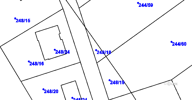 Parcela st. 248/18 v KÚ Habrovice, Katastrální mapa