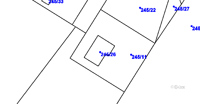 Parcela st. 245/26 v KÚ Habrovice, Katastrální mapa