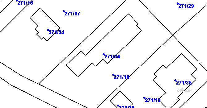 Parcela st. 271/34 v KÚ Habrovice, Katastrální mapa