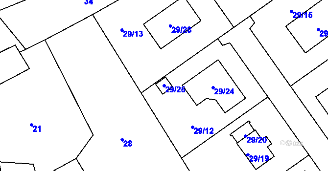 Parcela st. 29/25 v KÚ Habrovice, Katastrální mapa