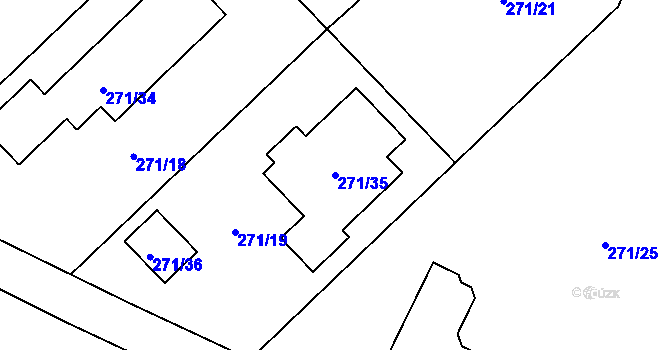 Parcela st. 271/35 v KÚ Habrovice, Katastrální mapa