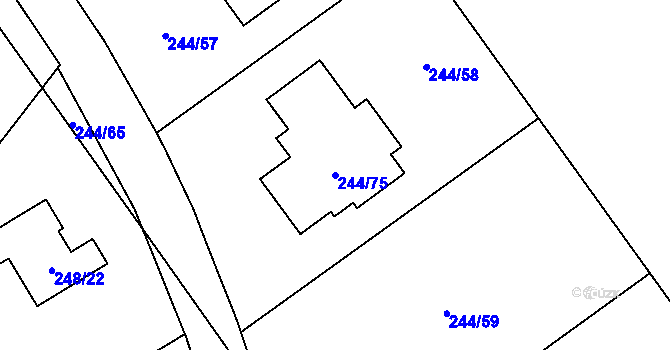Parcela st. 244/75 v KÚ Habrovice, Katastrální mapa