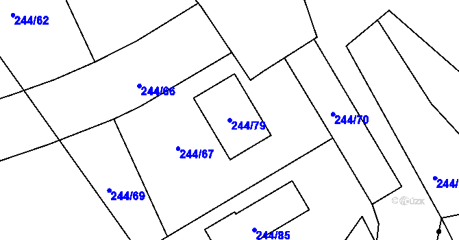 Parcela st. 244/79 v KÚ Habrovice, Katastrální mapa