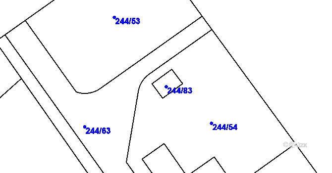 Parcela st. 244/83 v KÚ Habrovice, Katastrální mapa