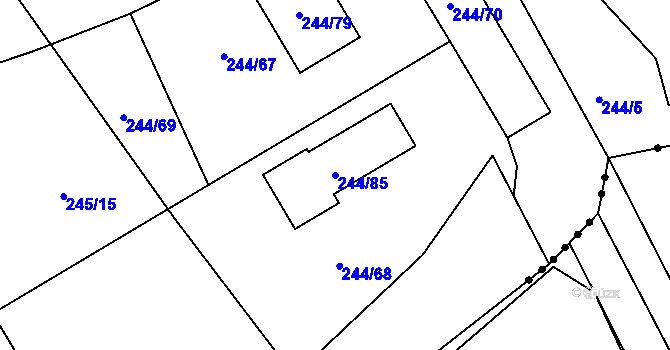 Parcela st. 244/85 v KÚ Habrovice, Katastrální mapa