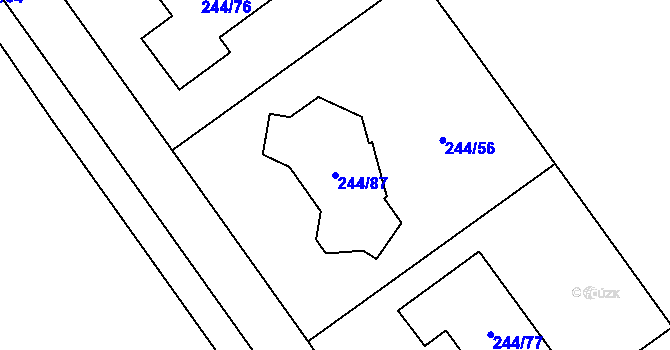 Parcela st. 244/87 v KÚ Habrovice, Katastrální mapa
