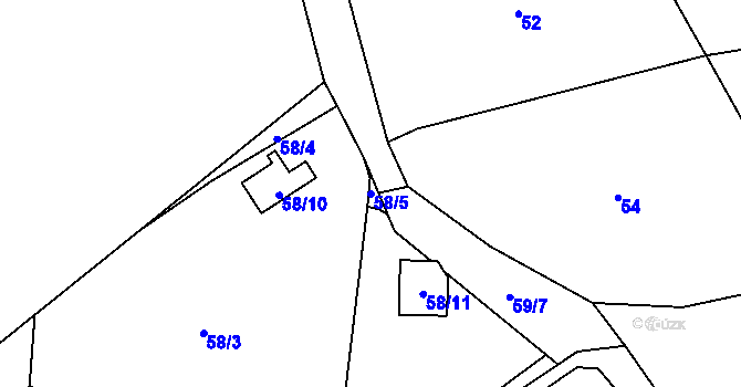 Parcela st. 58/5 v KÚ Strážky u Habrovic, Katastrální mapa