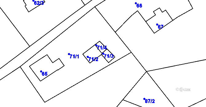 Parcela st. 71/3 v KÚ Strážky u Habrovic, Katastrální mapa