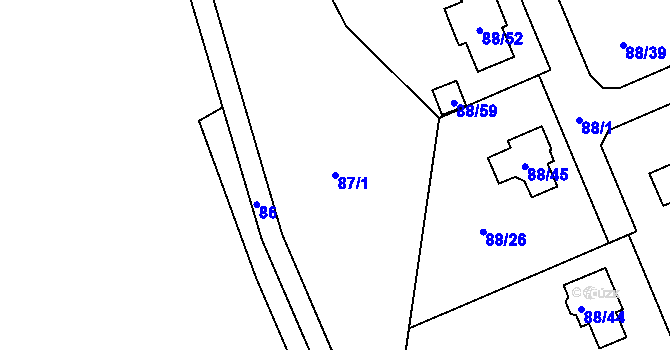 Parcela st. 87/1 v KÚ Strážky u Habrovic, Katastrální mapa