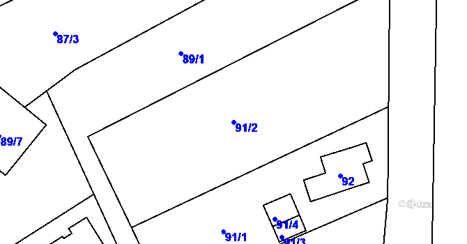 Parcela st. 91/2 v KÚ Strážky u Habrovic, Katastrální mapa