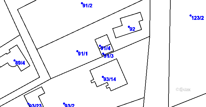 Parcela st. 91/3 v KÚ Strážky u Habrovic, Katastrální mapa