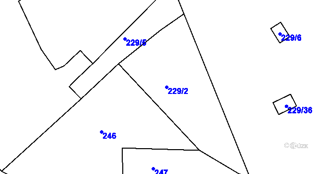 Parcela st. 229/2 v KÚ Strážky u Habrovic, Katastrální mapa