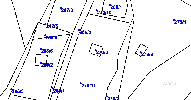 Parcela st. 270/3 v KÚ Strážky u Habrovic, Katastrální mapa