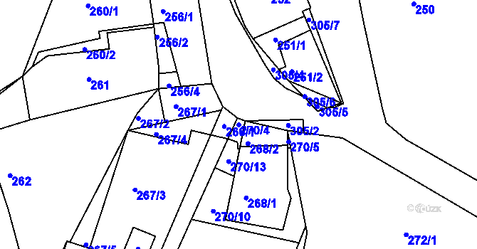 Parcela st. 270/4 v KÚ Strážky u Habrovic, Katastrální mapa