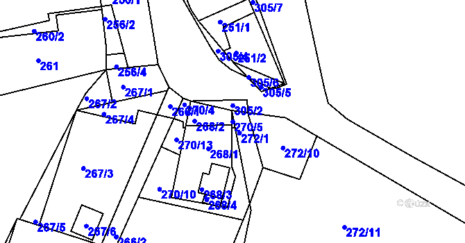 Parcela st. 270/5 v KÚ Strážky u Habrovic, Katastrální mapa