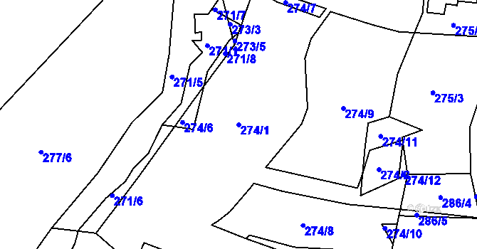 Parcela st. 274/1 v KÚ Strážky u Habrovic, Katastrální mapa