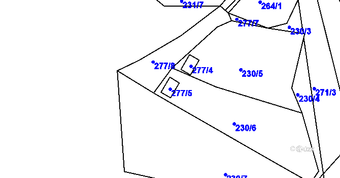 Parcela st. 277/5 v KÚ Strážky u Habrovic, Katastrální mapa