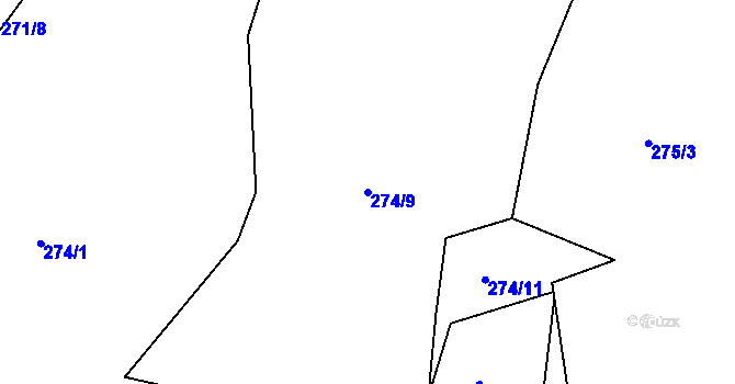 Parcela st. 274/9 v KÚ Strážky u Habrovic, Katastrální mapa