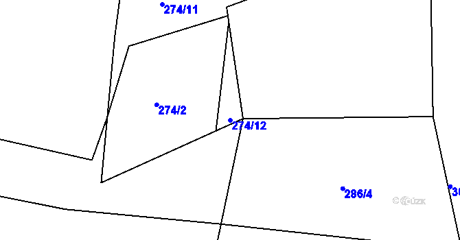 Parcela st. 274/12 v KÚ Strážky u Habrovic, Katastrální mapa