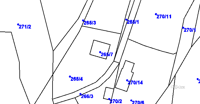 Parcela st. 265/7 v KÚ Strážky u Habrovic, Katastrální mapa