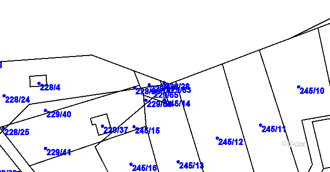 Parcela st. 229/63 v KÚ Strážky u Habrovic, Katastrální mapa